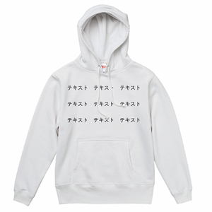 胸中央 黒文字3行 + 背中中央 黒文字3行 United Athle 10.0oz TCスウェットプルオーバーパーカー シンプル名入れテンプレート