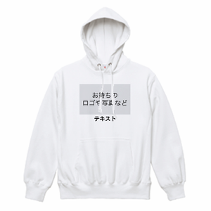 胸中央 ロゴ画像&黒文字 + 背中中央 ロゴ画像&黒文字 United Athle 12.0oz ヘビーウェイト スウェットプルオーバーパーカー シンプル名入れテンプレート