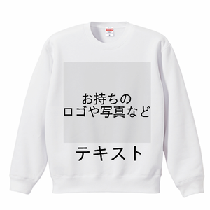 胸中央 ロゴ画像&黒文字 + 背中中央 ロゴ画像&黒文字 United Athle 10.0oz TC クルーネック スウェット(裏起毛) シンプル名入れテンプレート