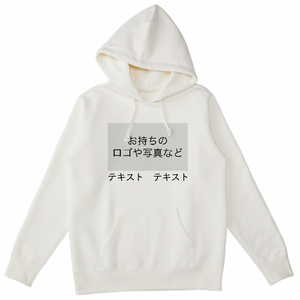 胸中央 ロゴ画像&黒文字 + 背中中央 ロゴ画像&黒文字 TRUSS 12.4oz ヘビーウェイトプルオーバーパーカー シンプル名入れテンプレート