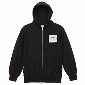 左胸 ロゴ画像&白文字 + 背中中央 ロゴ画像&白文字 United Athle 12.0oz ヘビーウェイト スウェットフルジップパーカー シンプル名入れテンプレート