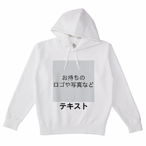 胸中央 ロゴ画像&黒文字 + 背中中央 ロゴ画像&黒文字 Cross Stitch 10.0oz レギュラーウェイトスウェットP_O ポケットレスパーカー シンプル名入れテンプレート