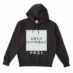 胸中央 ロゴ画像&白文字 + 背中中央 ロゴ画像&白文字 Cross Stitch 10.0oz レギュラーウェイトスウェットP_O ポケットレスパーカー シンプル名入れテンプレート