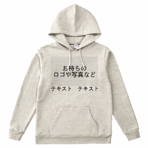 胸中央 ロゴ画像&黒文字 + 背中中央 ロゴ画像&黒文字 TRUSS トライブレンド プルオーバーパーカー シンプル名入れテンプレート