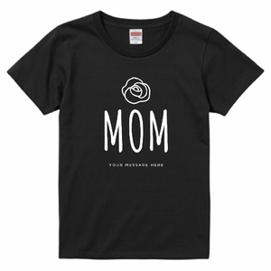 お花のイラストとMOMのロゴ入りTシャツをオリジナルでプリント 親子Tシャツのテンプレート