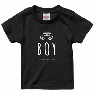 車のイラストとBOYのロゴ入りTシャツをオリジナルでプリント 親子Tシャツのテンプレート