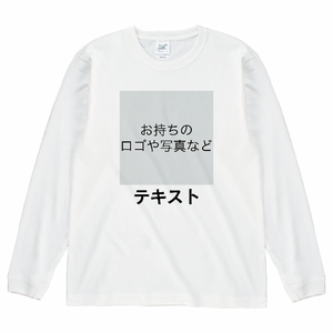 胸中央 ロゴ画像&黒文字 + 背中中央 ロゴ画像&黒文字 Cross Stich 6.2oz 袖リブあり長袖Tシャツ(キッズ) シンプル名入れテンプレート