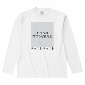 胸中央 ロゴ画像&黒文字 + 背中中央 ロゴ画像&黒文字 Cross Stitch 6.2oz オープンエンド 長袖Tシャツ(キッズ) シンプル名入れテンプレート