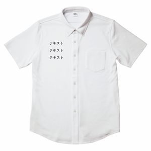 右胸 黒文字3行 + 背中中央 黒文字3行 Cross Stitch ビズスタイル ニットシャツ シンプル名入れテンプレート