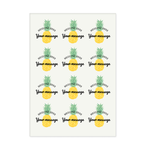 メッセージを入れられるパイナップルのアイロン熱転写シート(12面付)をオリジナルでプリント 趣味・ハンドメイドのテンプレート