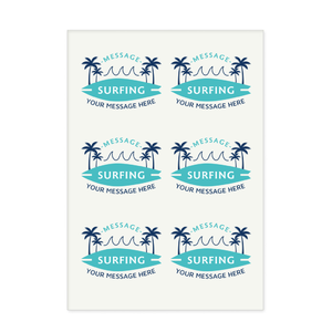 メッセージ入りサーフボードのロゴのアイロン熱転写シート(6面付)をオリジナルでプリント アウトドア・レジャーのテンプレート