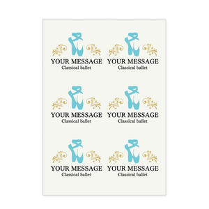バレエシューズのイラスト入りアイロン熱転写シート(6面付)をオリジナルでプリント チームウェア・グッズのテンプレート