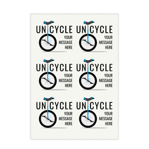 一輪車のイラストとメッセージ入りアイロン熱転写シート(6面付)をオリジナルでプリント チームウェア・グッズのテンプレート