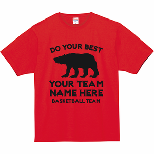 イラストを変えられるカジュアルなロゴ入りTシャツをシルクスクリーンでオリジナルでプリント バスケットボールのテンプレート