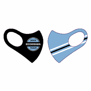 シンプルな円形ロゴとライン入りマスクをオリジナルでプリント チームウェア・グッズのテンプレート