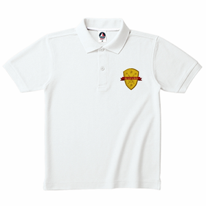 赤のポイントがおしゃれな剣のエンブレム付ポロシャツをオリジナルでプリント チームウェアのテンプレート