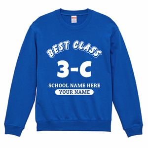シンプルなクラスロゴがオシャレなスウェットをオリジナルでプリント クラスTシャツのテンプレート