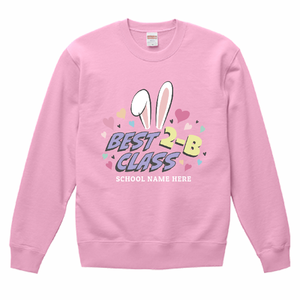 カワイイうさぎ耳のクラスロゴ入りスウェットをオリジナルでプリント クラスTシャツのテンプレート