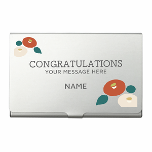 花柄のイラストデザインがおしゃれな合格祝いのアルミカードケース(L)をオリジナルでプリント 合格祝いのテンプレート