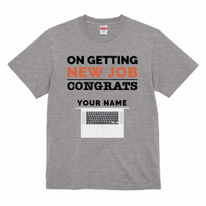 PCのイラストとメッセージ入りTシャツをオリジナルでプリント 就職祝いのテンプレート