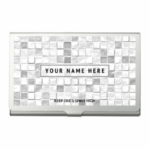 石タイル柄の名入れアルミカードケースをオリジナルでプリント 就職祝いのテンプレート