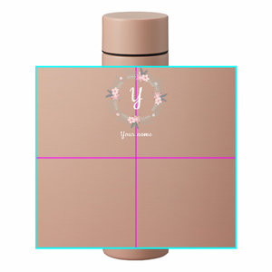 ガーリーな花フレームのイニシャル入れステンレスボトルをオリジナルでプリント 就職祝いのテンプレート