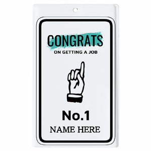 ロゴ風デザインがおしゃれなお祝いメッセージ入り就職祝いのキーホルダーをオリジナルでプリント 就職祝いのテンプレート