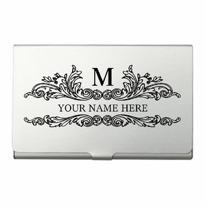 イニシャルを入れられるシックなデザインのアルミカードケースをオリジナルでプリント 転勤のテンプレート