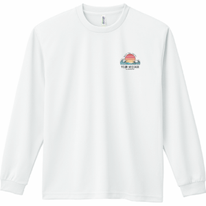 波とサンセットのイラスト入りロングTシャツをオリジナルでプリント メンズデザインのテンプレート