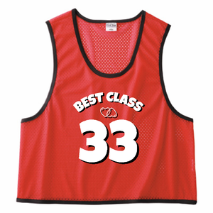 ハートのワンポイントデザインがかわいいクラTビブスをオリジナルでプリント クラスTシャツのテンプレート