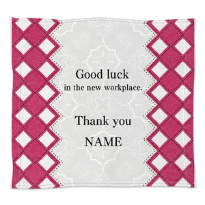 アーガイルチェックと花柄が華やかな転勤祝いのメッセージ入りミニタオルをオリジナルでプリント 転勤のテンプレート