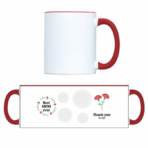 カーネーションのイラストと写真入りマグカップをオリジナルでプリント 母の日のテンプレート