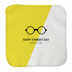 黄色と白のバイカラーがかっこいい父の日の名前入りハンカチタオルをオリジナルでプリント 父の日のテンプレート