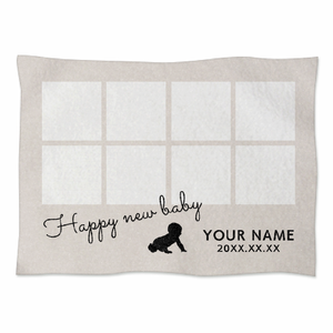 赤ちゃんのシルエット入り写真フレームのブランケットをオリジナルでプリント 出産祝いのテンプレート