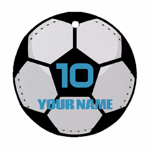 サッカーボールに名前とゼッケン入れのチームキーホルダーをオリジナルでプリント チームウェア・グッズのテンプレート