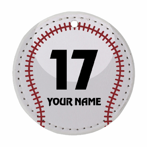 野球ボールにゼッケンと名入れができるチームお揃いのキーホルダーをオリジナルでプリント チームウェア・グッズのテンプレート