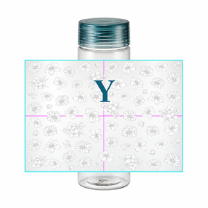 きれいな花柄にイニシャルを入れられるクリアボトルをオリジナルでプリント フェミニン・ガーリーのテンプレート