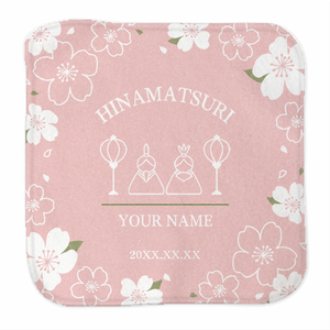 お雛さまと桃の花のハンカチタオルをオリジナルでプリント 桃の節句のテンプレート