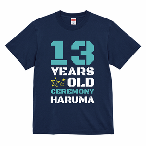 三参りの記念にタイポグラフィロゴがカッコいいTシャツをオリジナルでプリント 十三参りのテンプレート