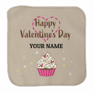 カップケーキのイラストがかわいいバレンタインのをミニタオルをオリジナルでプリント バレンタインのテンプレート