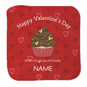 チョコのカップケーキイラストがかわいいバレンタインのミニタオルをオリジナルでプリント バレンタインのテンプレート