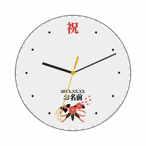 椿の花の和飾り付き円形の写真プリント時計をオリジナルでプリント 成人式のテンプレート
