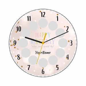 誕生日祝いに星モチーフのにぎやかな写真プリント時計をオリジナルでプリント 誕生日祝いのテンプレート