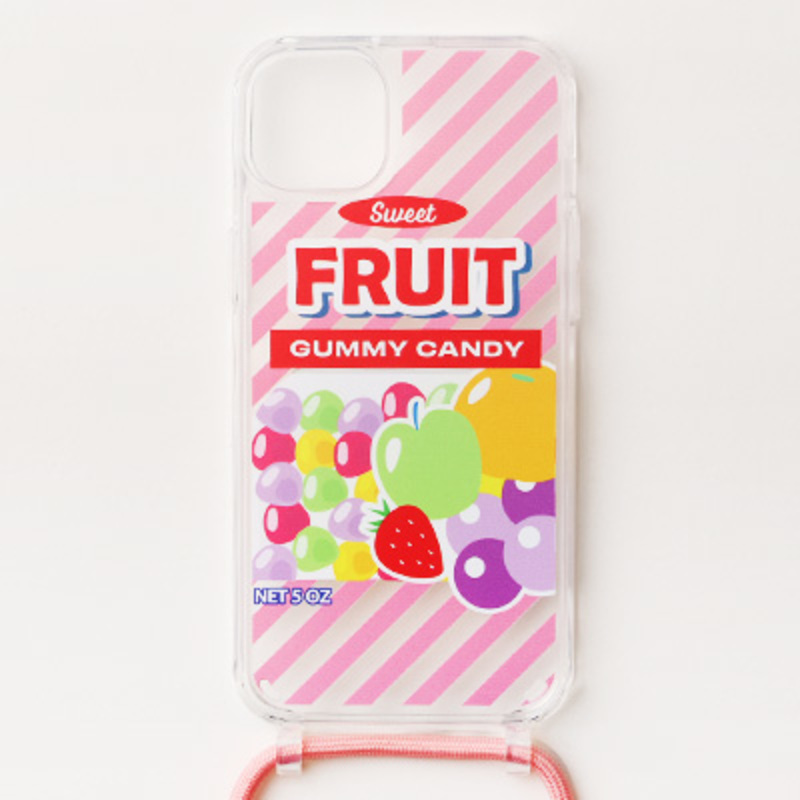 iPhone 14 Plus ショルダーストラップ付きクリアケース（ピンク）