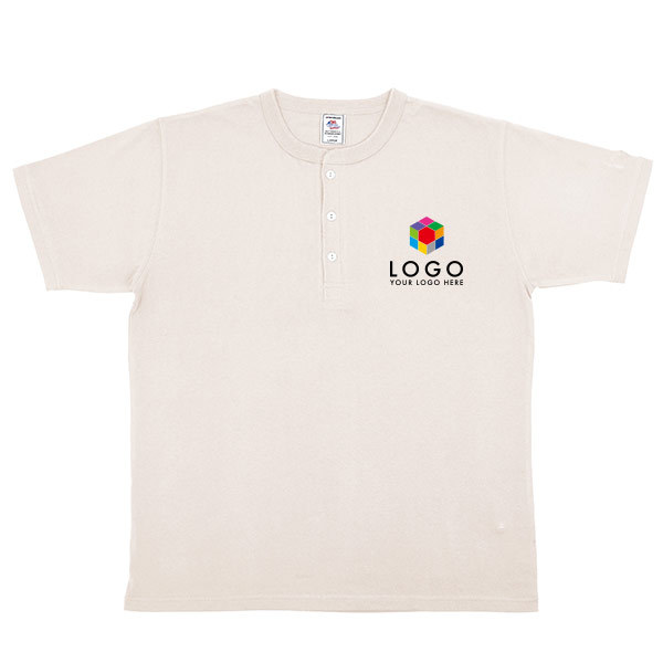 JEMORGAN 7.1oz 天竺ヘンリーネック半袖Tシャツ