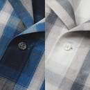 それぞれのチェックの色に合わせたおしゃれなシェル調ボタンを使用！