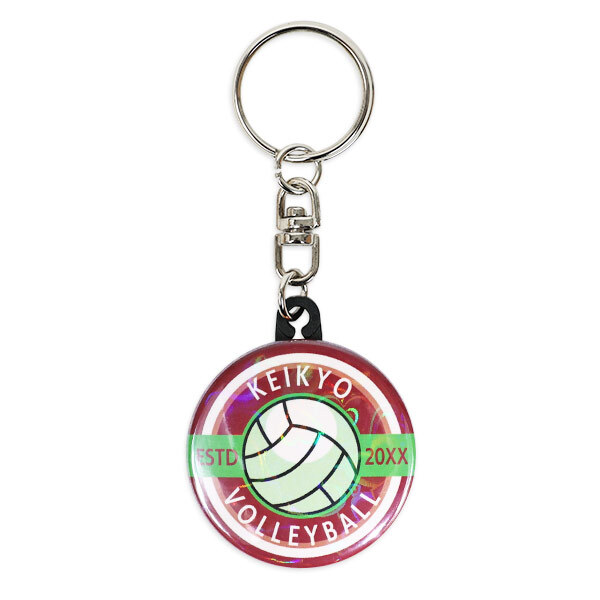 円形 ハートホログラム缶バッジキーホルダー 44mm