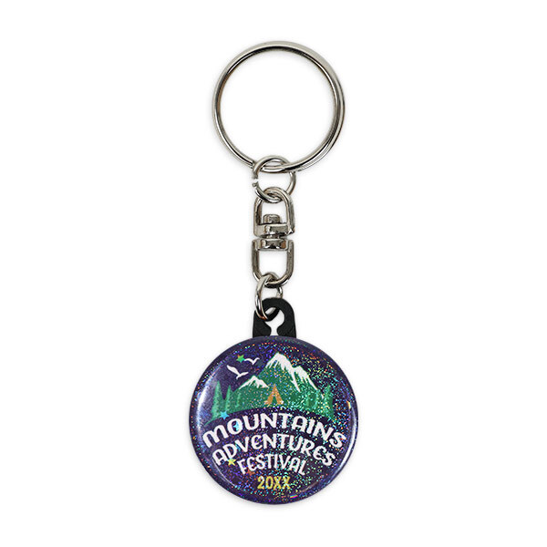 円形 スターホログラム缶バッジキーホルダー 32mm