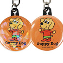 きらきら輝くホログラムを使用（左：本商品　右：通常の缶バッジキーホルダー）