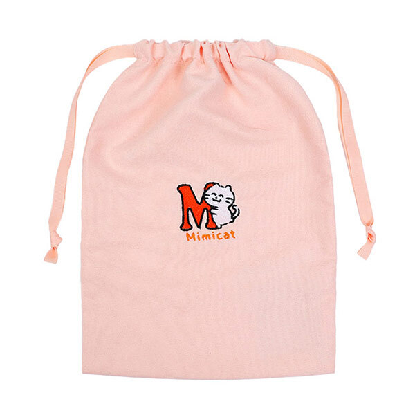 スウェード風巾着（M）　アイテムカラー：ピンクベージュ